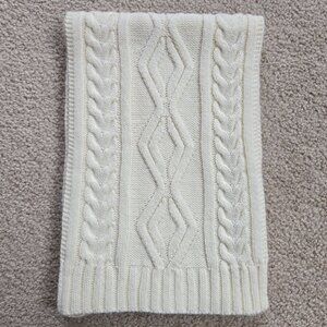 Ivory Cable Knit Wool Scarf